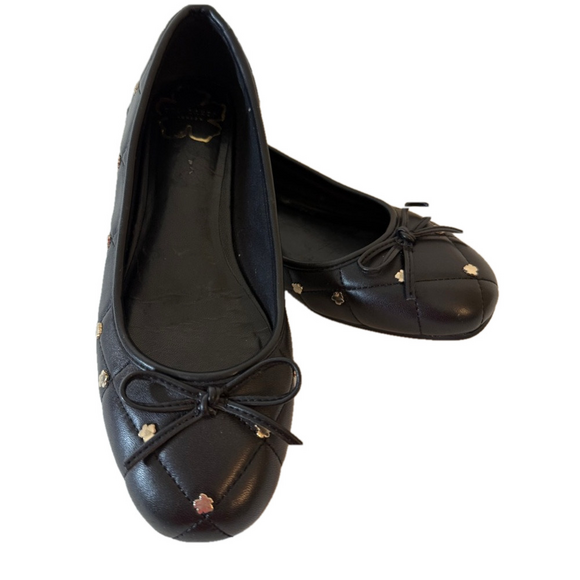 Ted Baker London Shoes - Ted Baker Libban Black Quilted Gold Magnolia Ballerina Flats Size 37 7 SKU 0024